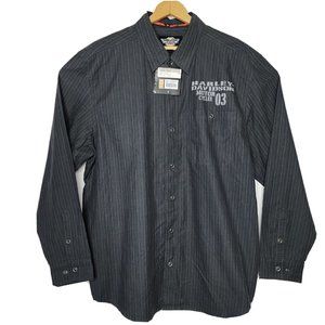 NWT Harley Davidson L/S Shop Shirt Shirt Button Down Gray - Mens XL
